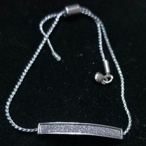 Adjustable Pull String Black Sparkle Bracelet